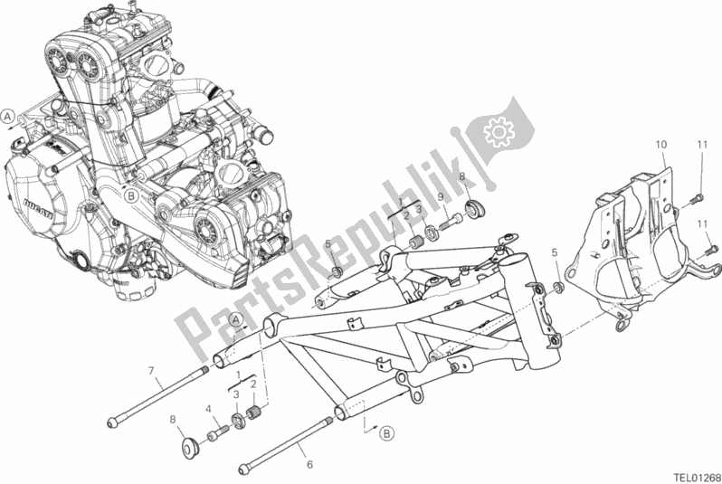 All parts for the Frame of the Ducati Multistrada 950 S SW Brasil 2020